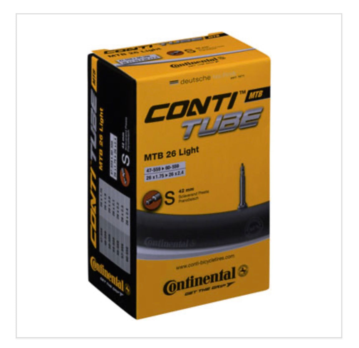 Continental Light Tube - 26 x 1.75 - 2.5, 42mm Presta Valve (125 grams)