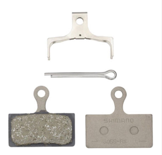 Shimano G05S-RX Disc Brake Pad and Spring - Resin Compound, Stainless Steel Back Plate, One Pair