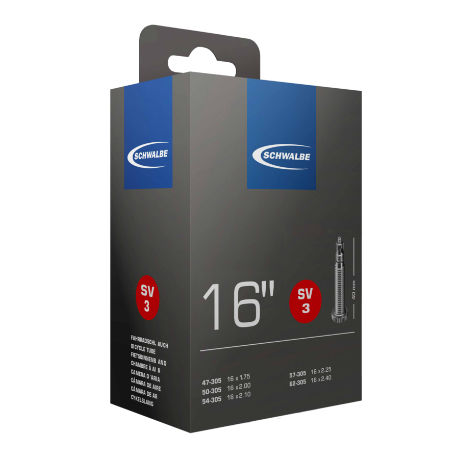 SCHWALBE TUBE ITEM 3 (16" x 1.75”-2.4”), Schrader Valve: 40 mm (150 g)